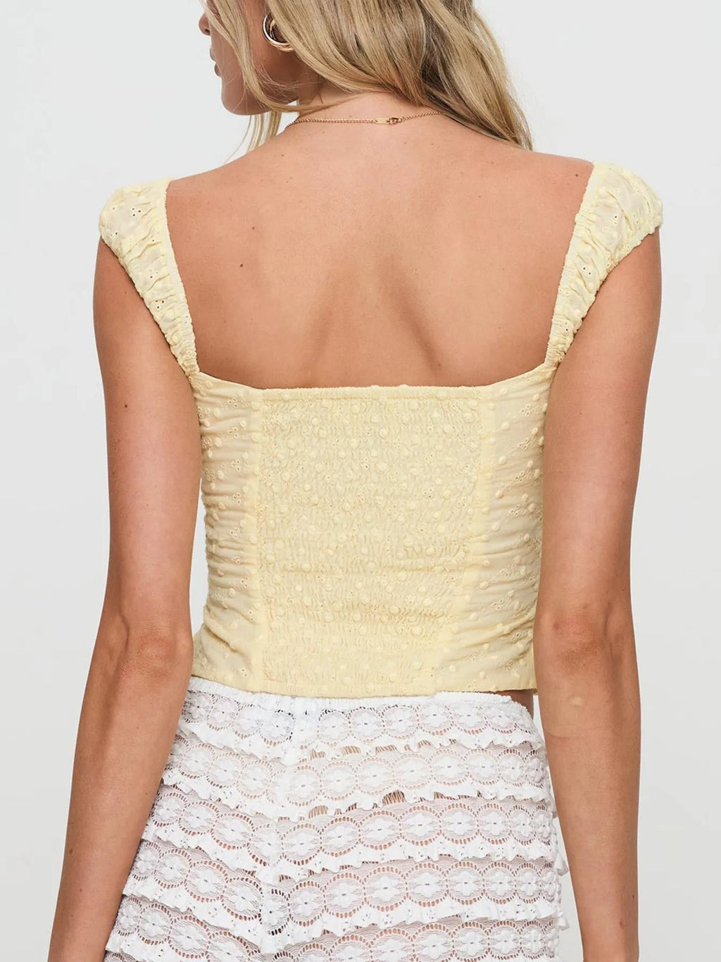 Smocked Square Neck Top