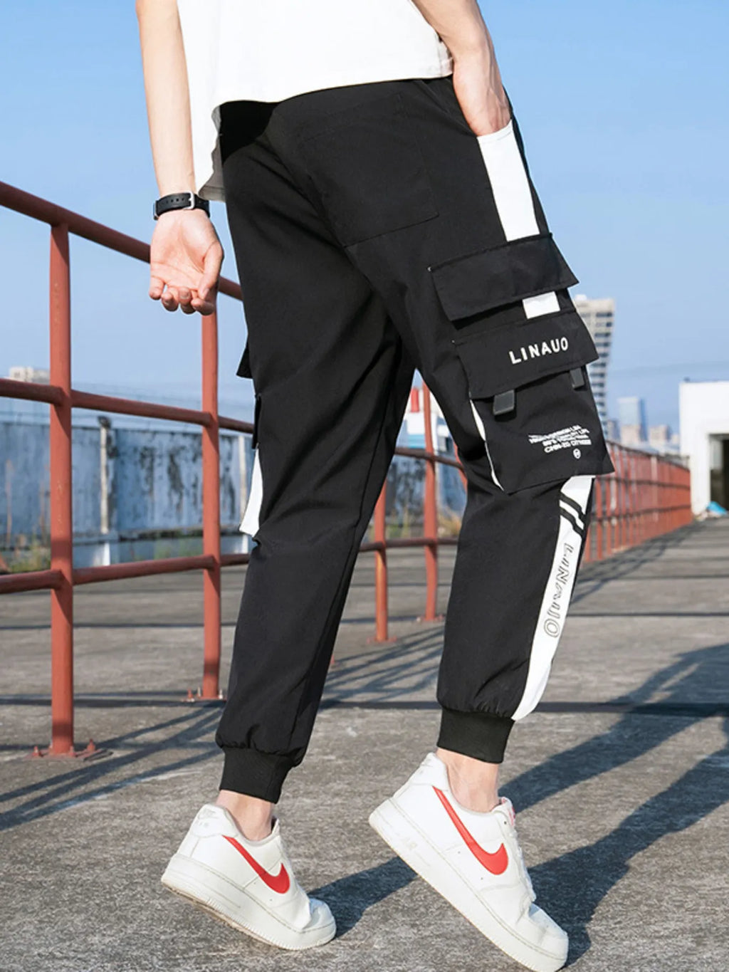 Men's Plus Size Casual Cargo Pants with Drawstring