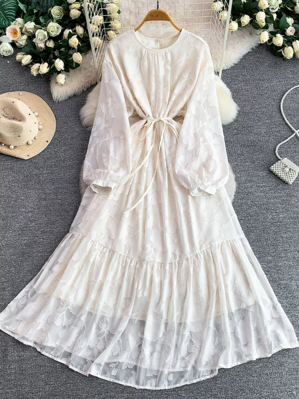 Tie Waist Long Sleeve Dress