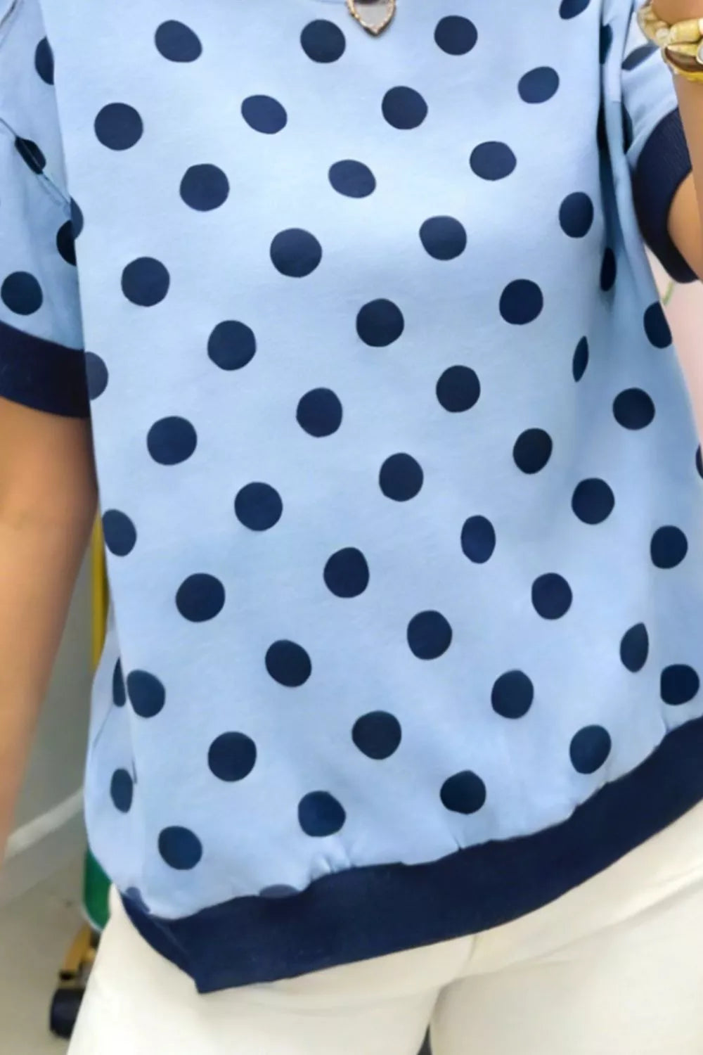 Polka Dot Round Neck Sweater