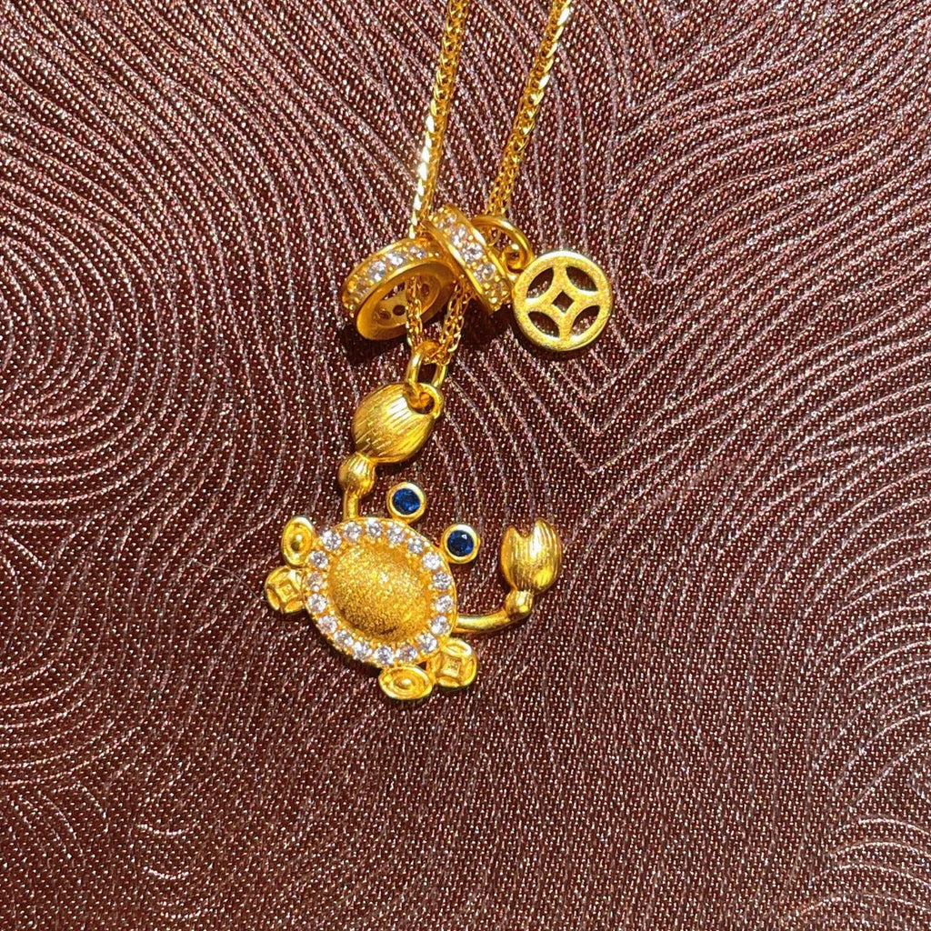 18K Gold-Plated Crab Pendant Necklace
