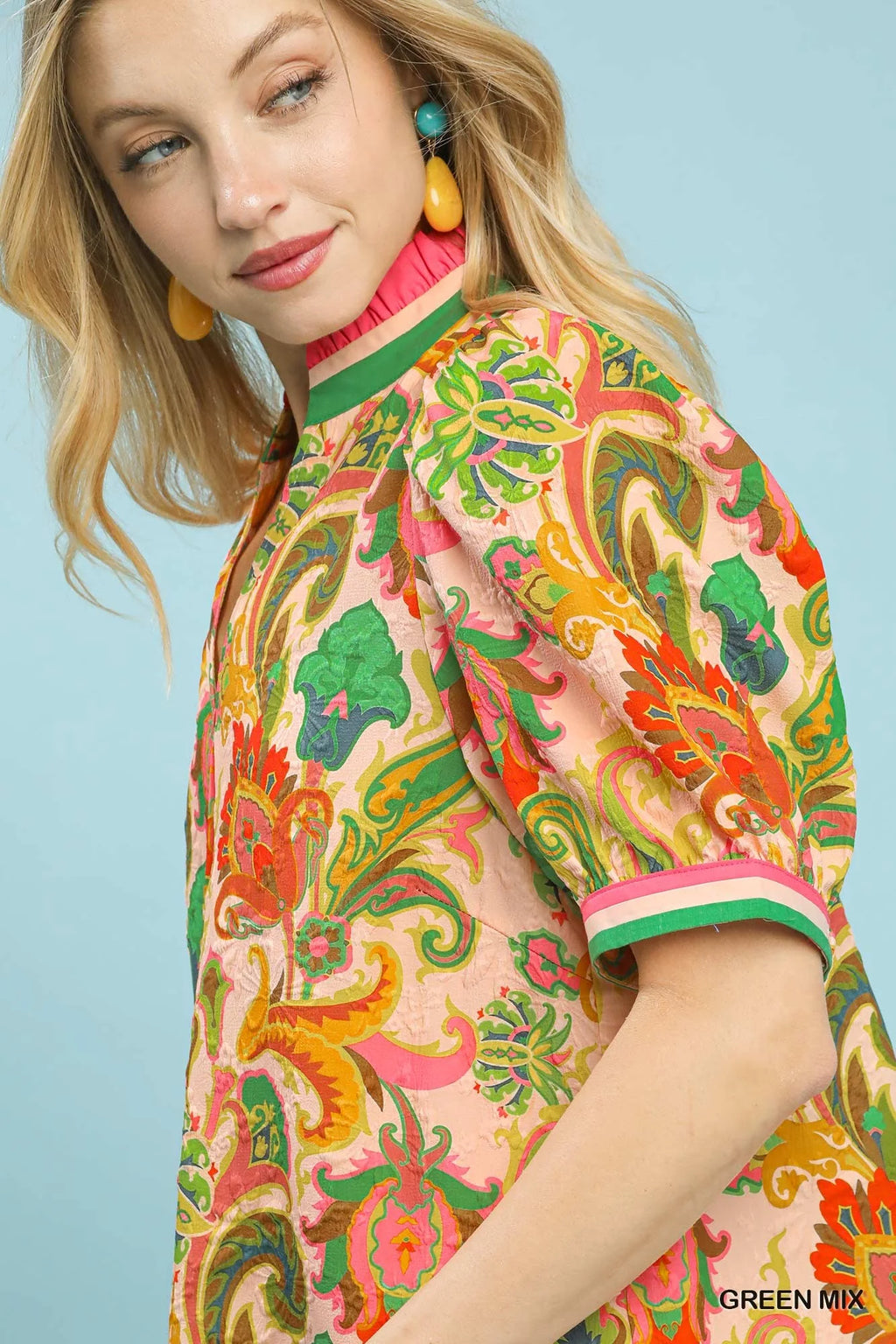 Umgee Jacquard Abstract Print Top