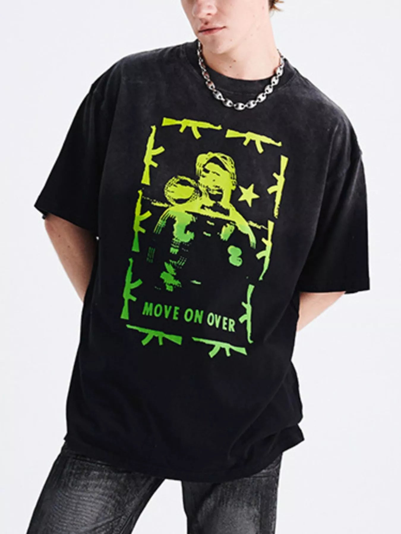 Men's Graphic Round Neck Oversized T-Shirt
