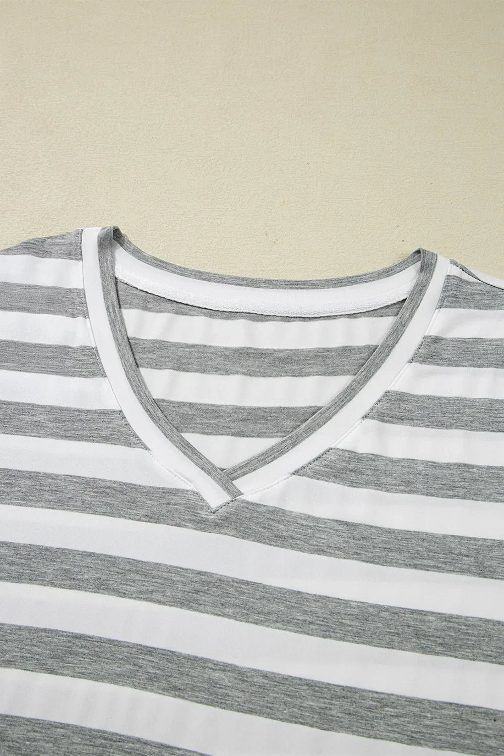 Casual Striped V-Neck Midi T-Shirt Dress