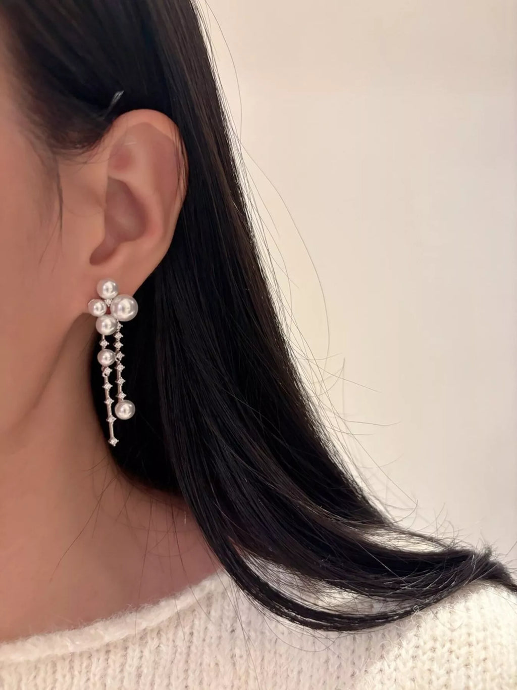 Pearl Cluster Dangle Earrings