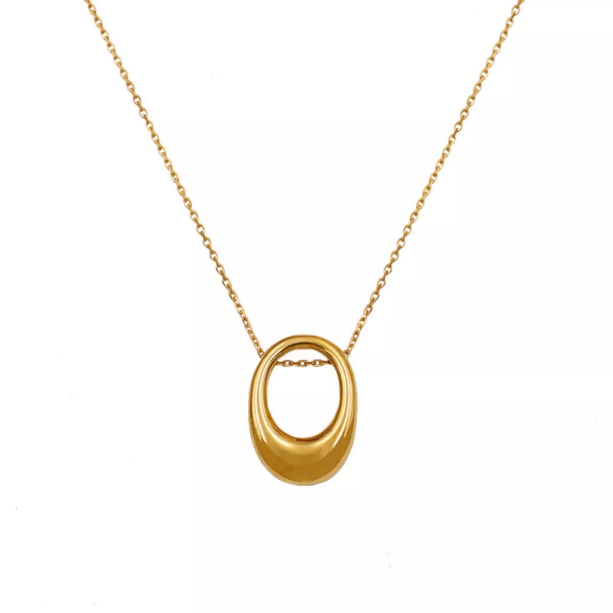 18K Gold-Plated Oval Pendant Necklace