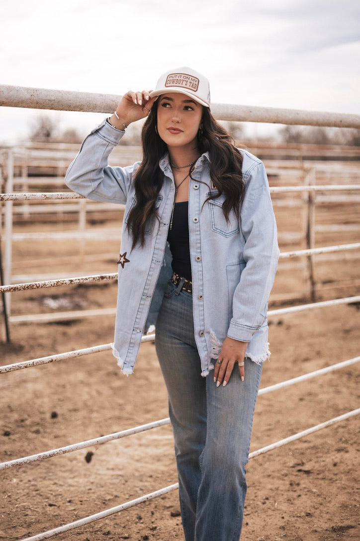 PUT IT ON MY COWBOY'S TAB // Embroidered Patch on Checkered Hat