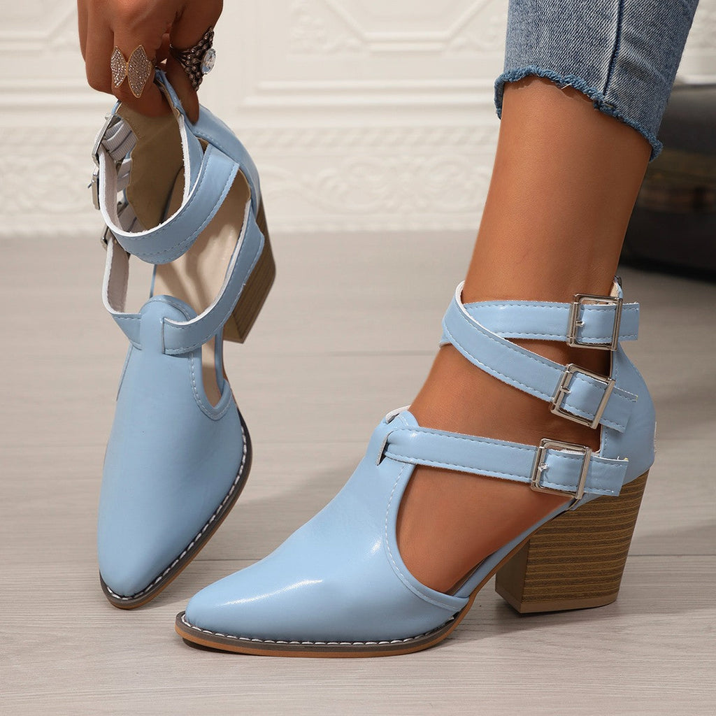 Point Toe Block Heels Pumps