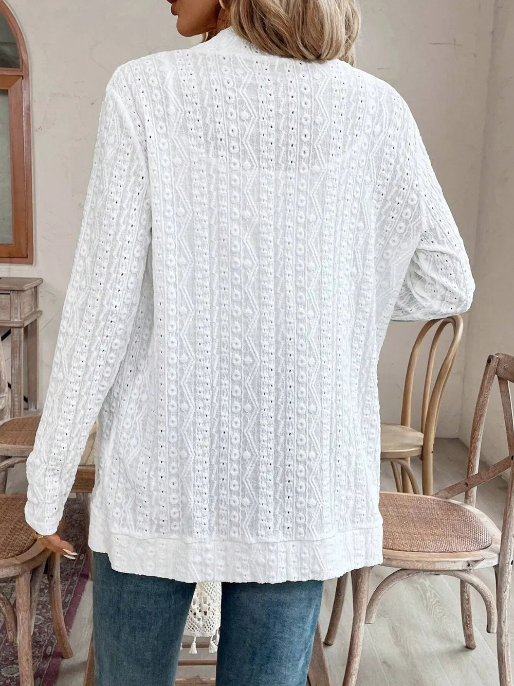 Pocketed Eyelet Open Front Cover Up