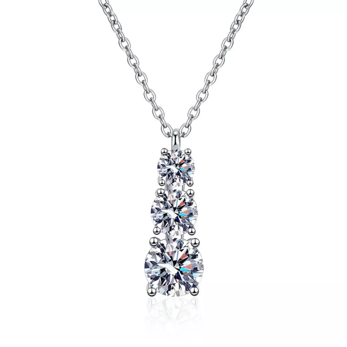1.8 Carat Moissanite 925 Sterling Silver Pendant Necklace