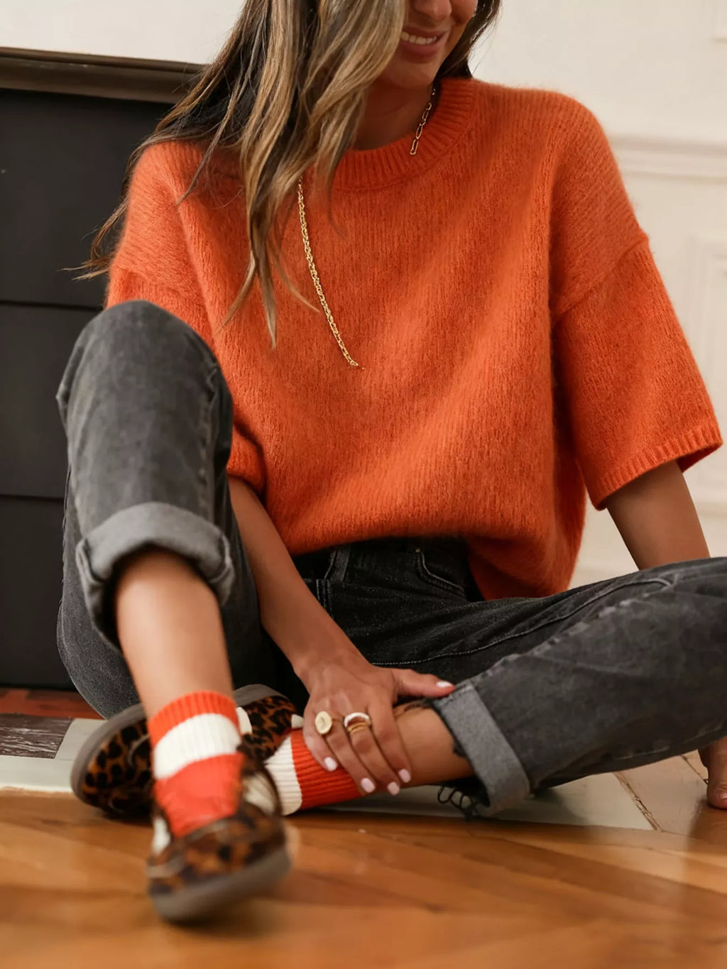 Cozy Knit Half Sleeve Sweater