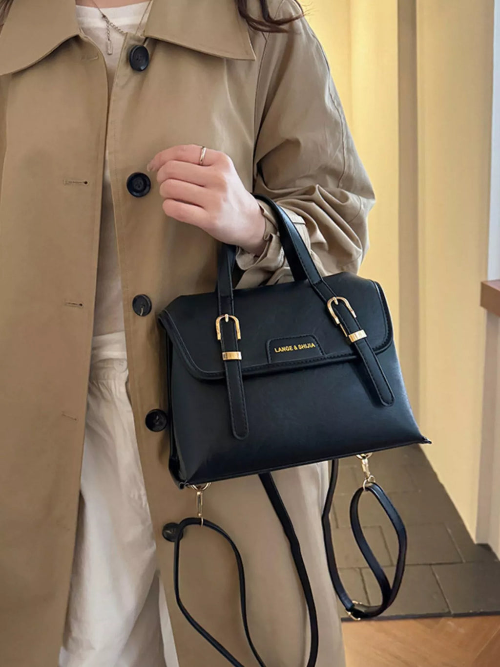 Leather Flap Backpack Bag