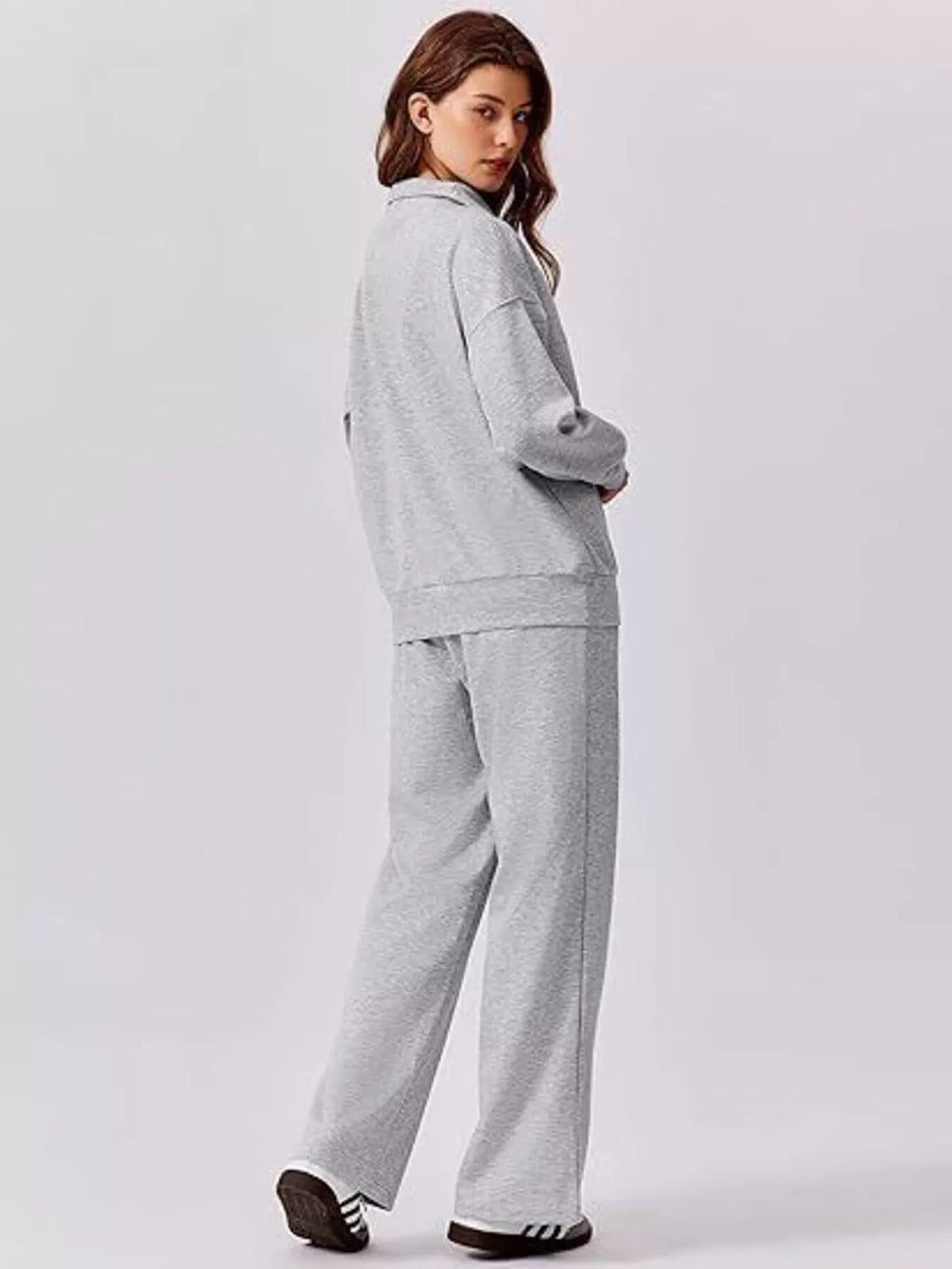 Relaxed Fit Quarter-Zip Top and Pants Set