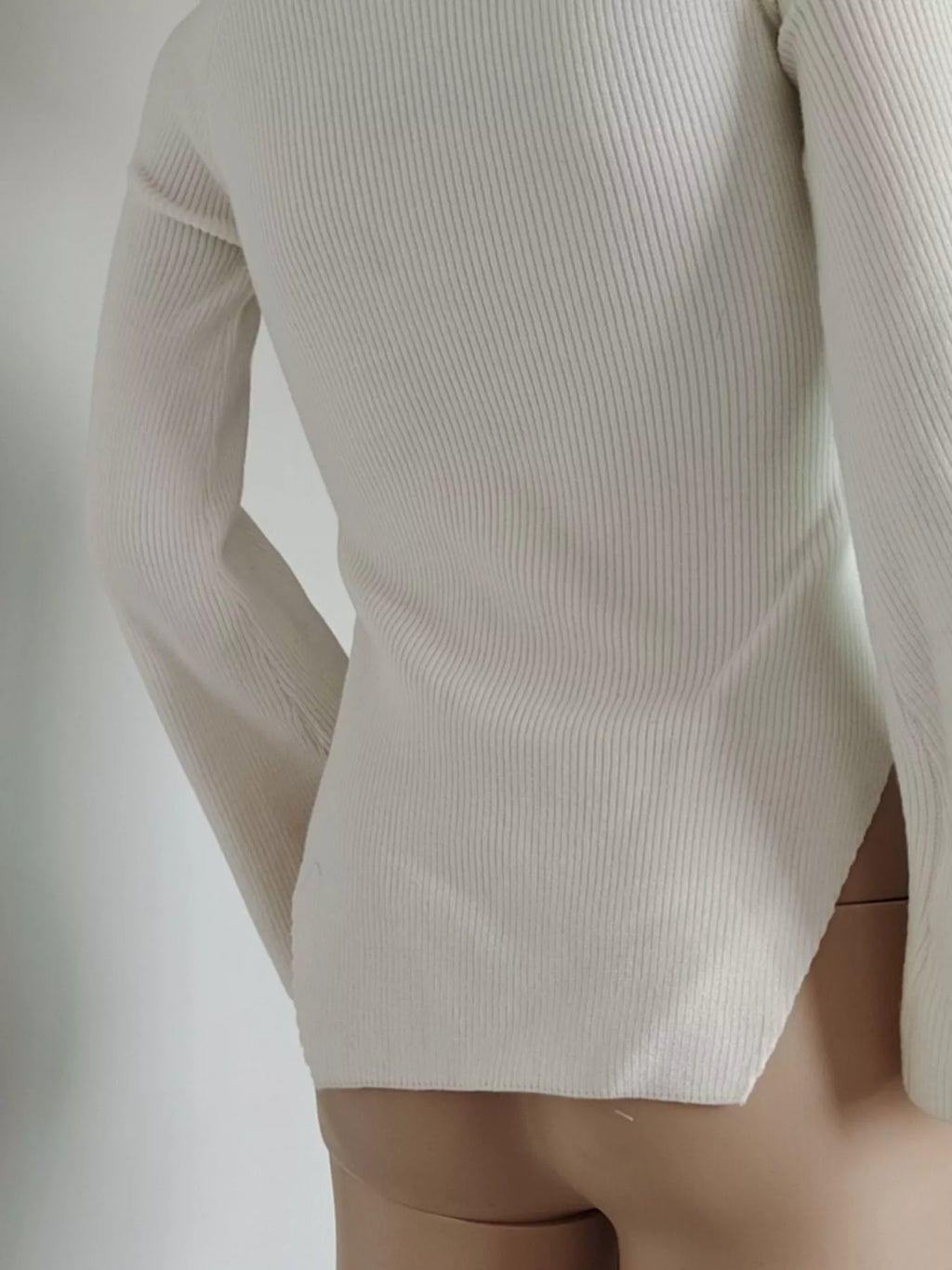 Ribbed Knit Sweetheart Neckline Sweater