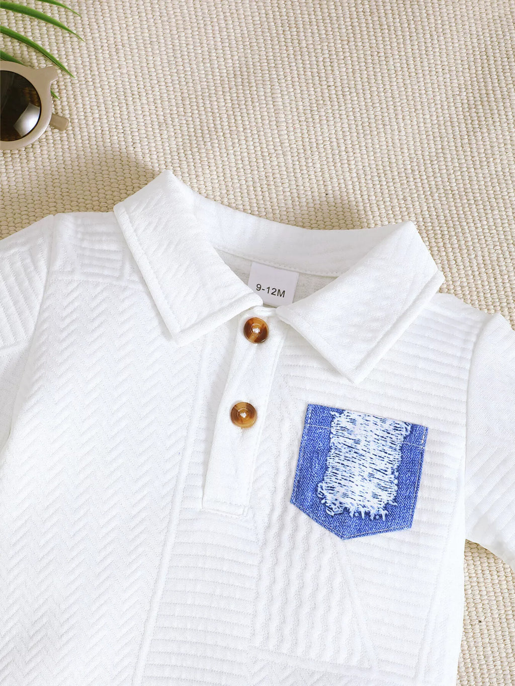 Children's Textured Polo Shirt & Ripped Shorts Set