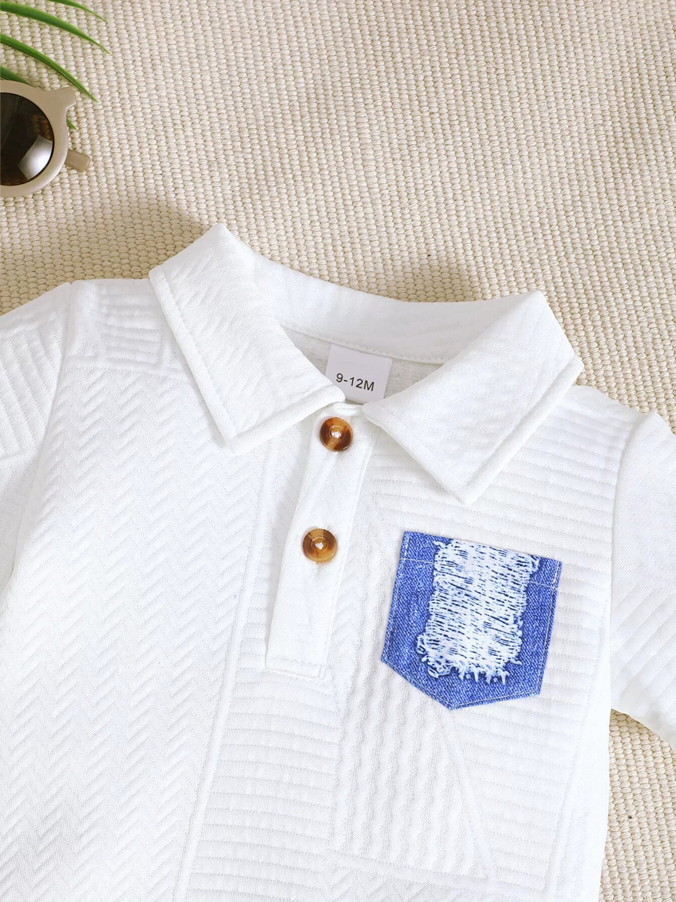 Children's Textured Polo Shirt & Ripped Shorts Set
