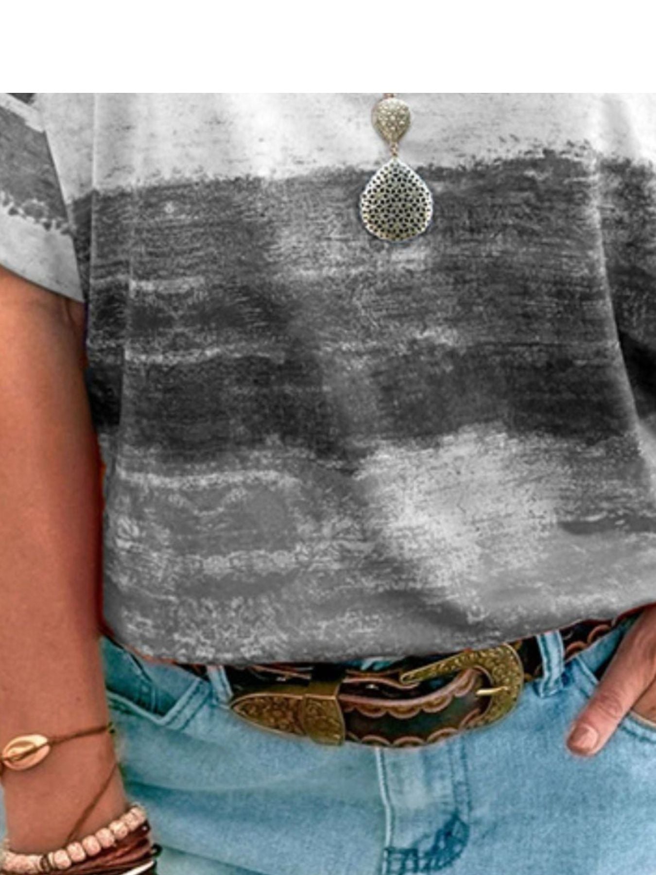 Contrast Round Neck Casual T-Shirt