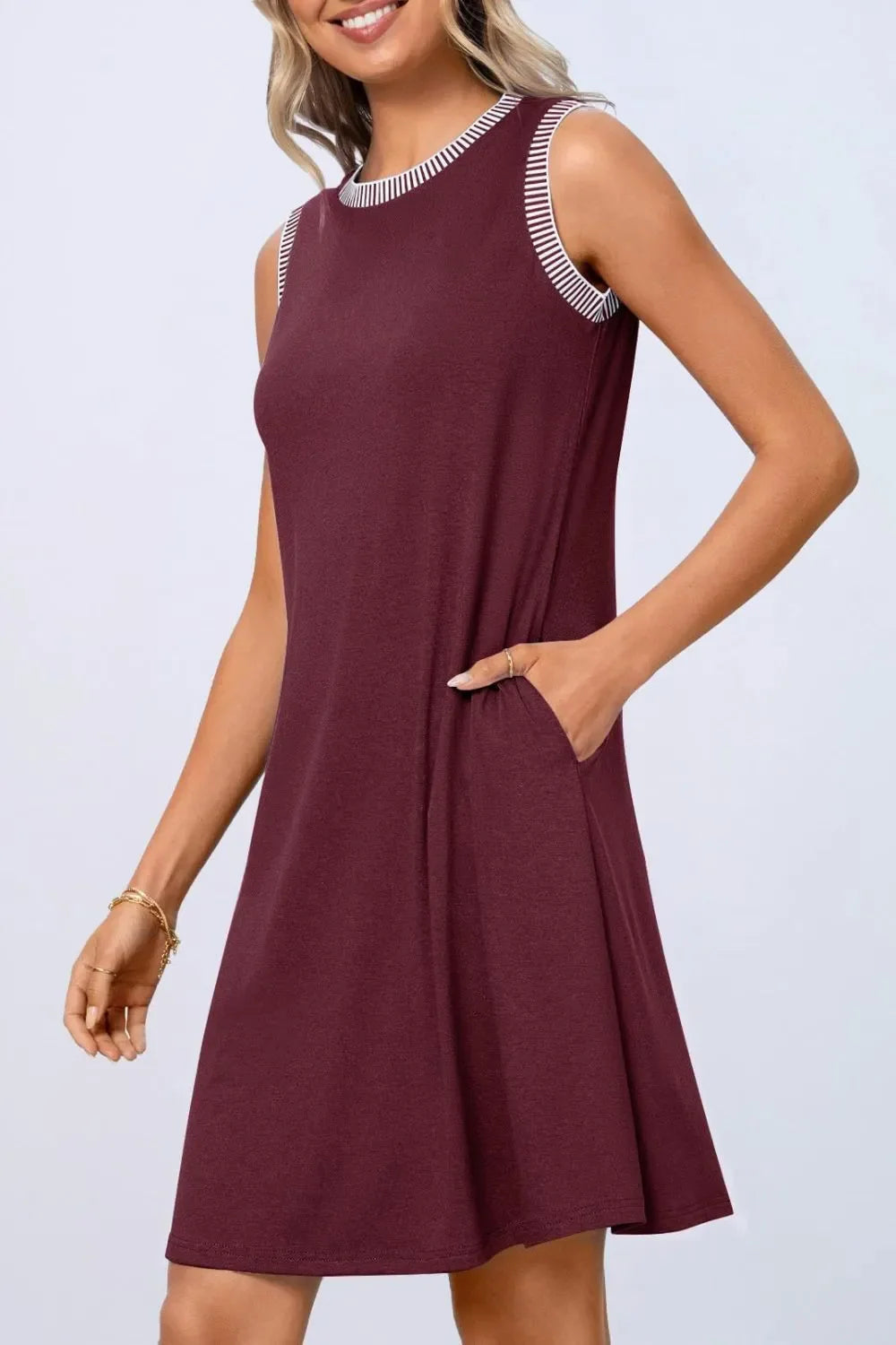 Round Neck Sleeveless Mini Tank Dress
