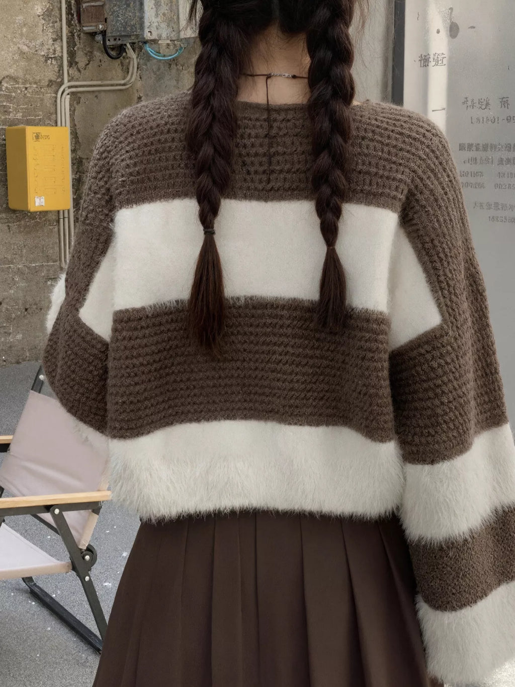 Color Block Dropped Shoulder Sweater