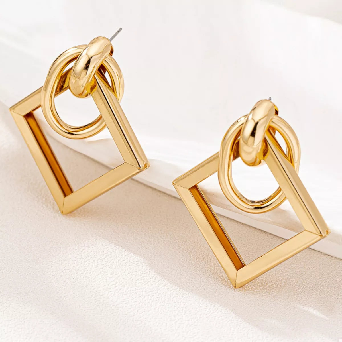 18K Gold-Plated Geometric Square Hoop Earrings