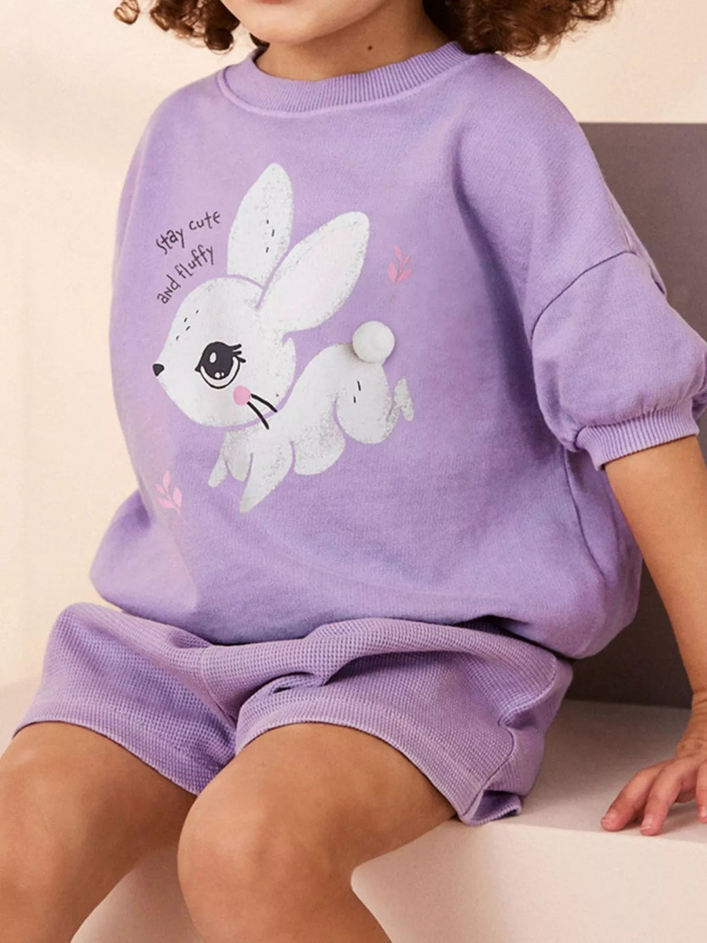 Children's Bunny Half Sleeve Top and Shorts Set