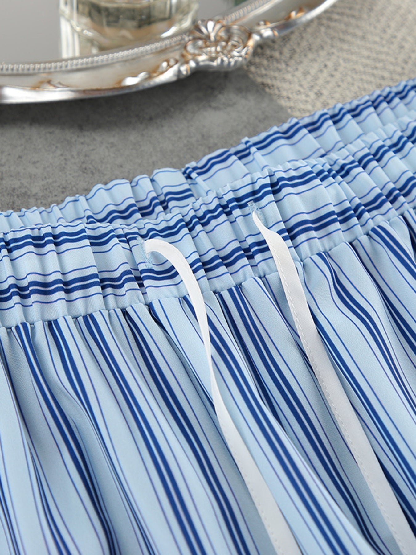 Striped Cami & Shirt and Pants Lounge Set