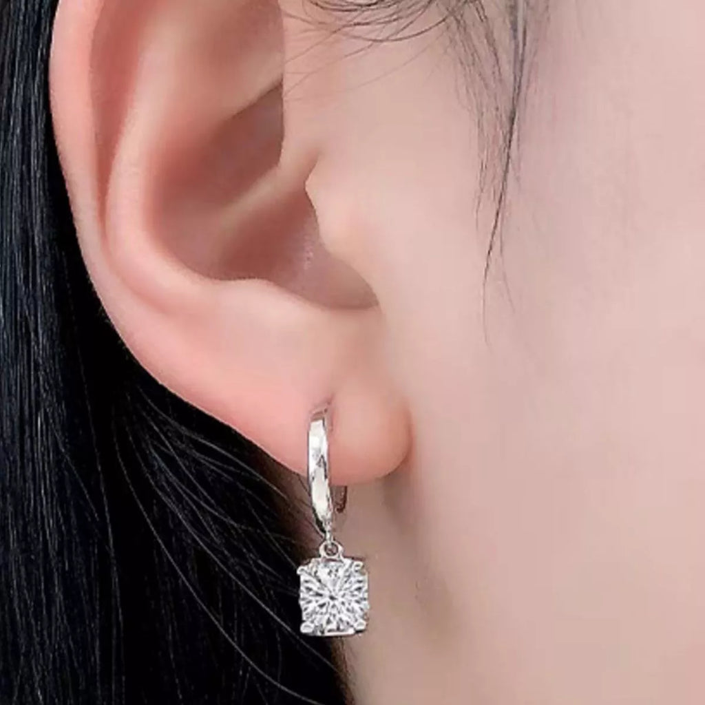 1 Carat Moissanite 925 Sterling Silver Drop Earrings