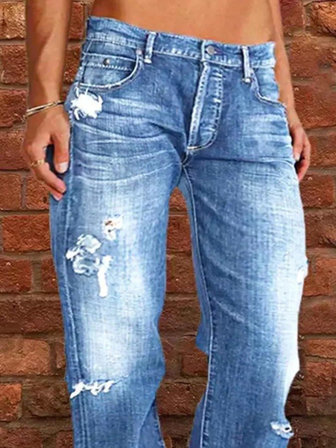 Full Size Distressed Raw Hem Jeans Plus Size
