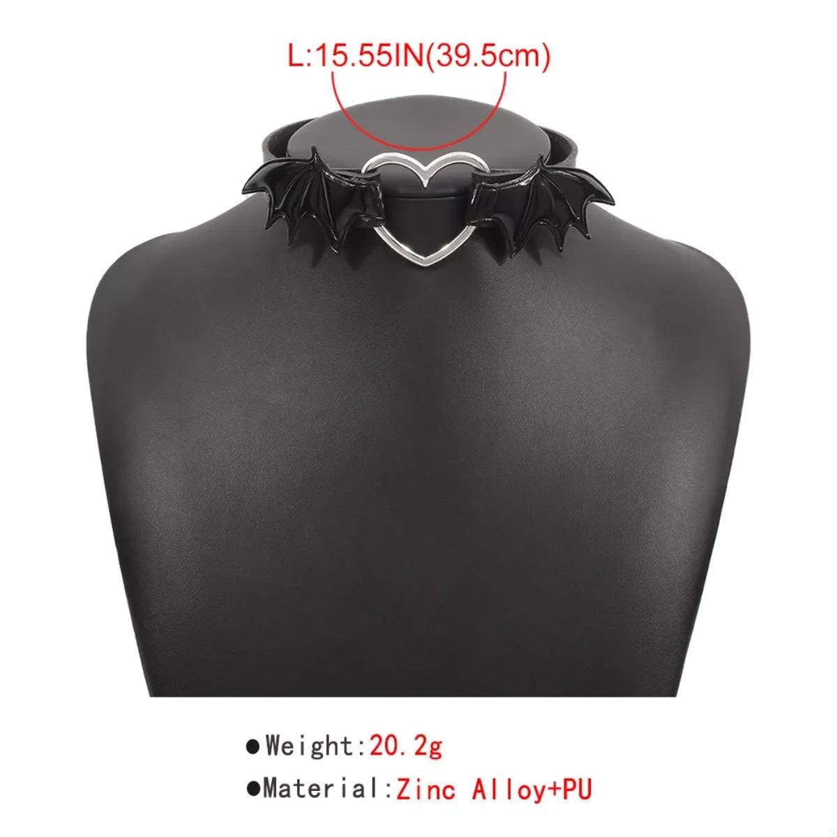 Gothic Bat Wing Heart Choker Necklace