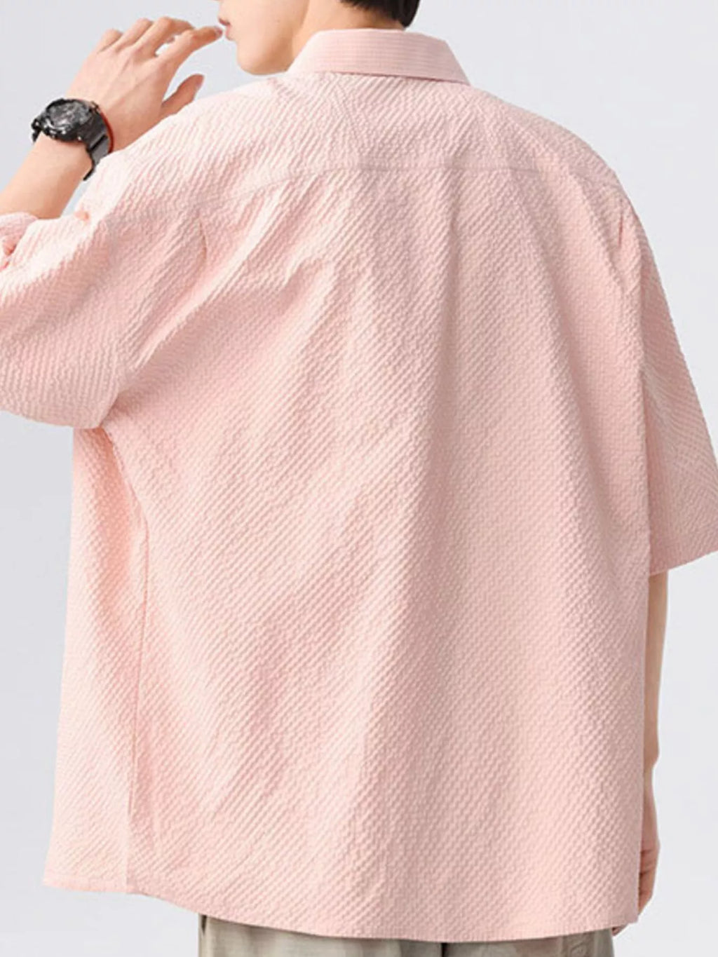 Men's Full Size Textured Short-Sleeve Shirt Plus Size