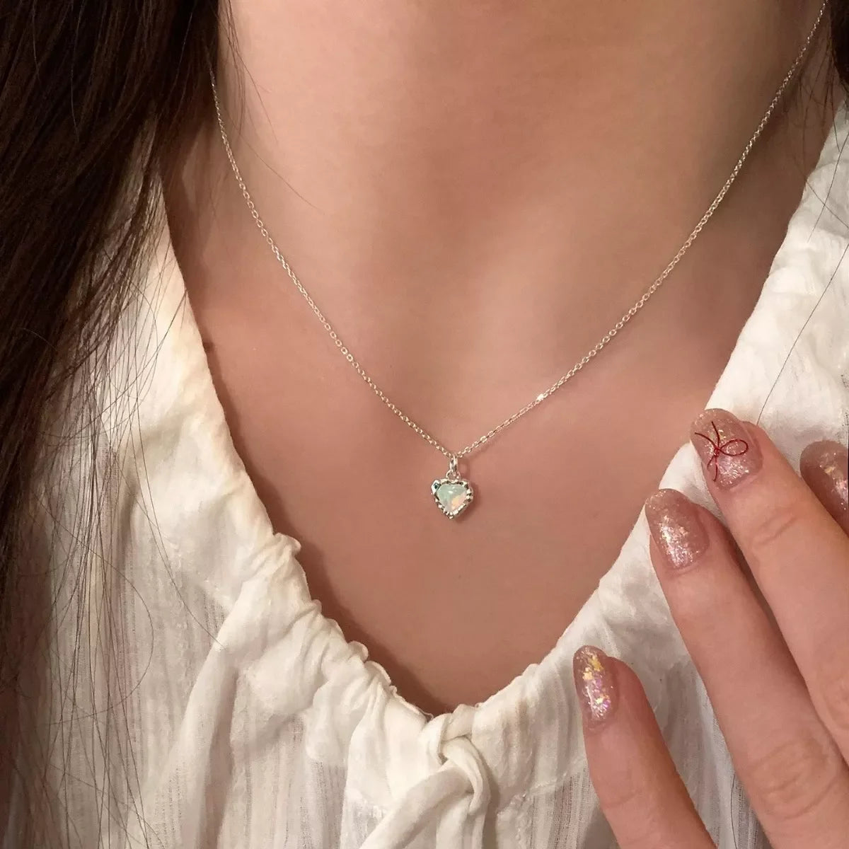 925 Sterling Silver Zircon Heart Necklace