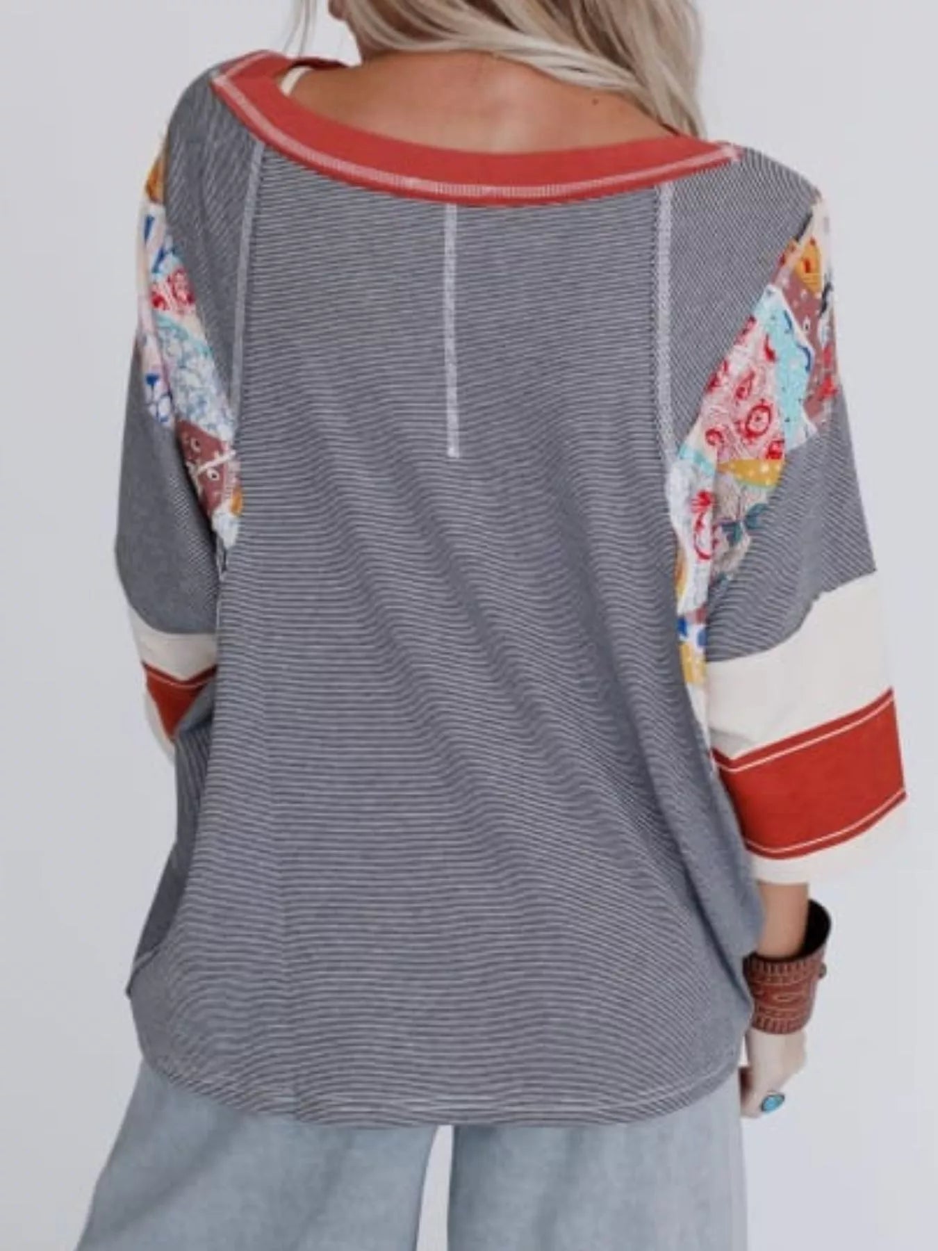 Striped Floral Long Sleeve T-Shirt