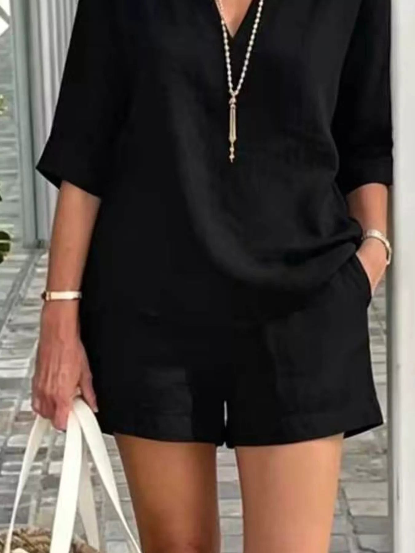 Full Size Half Sleeve Top and Shorts Set Plus Size