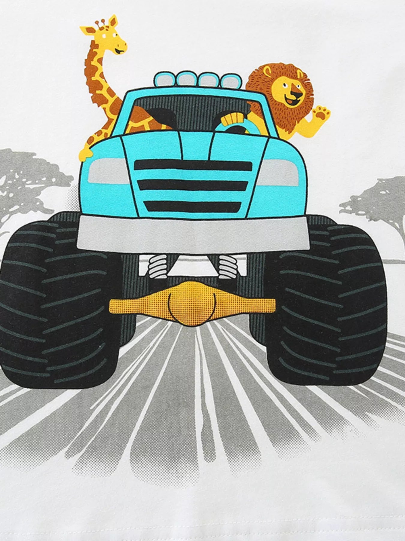 Kids' Monster Truck and Animal Graphic Tee and Shorts Pajama Set