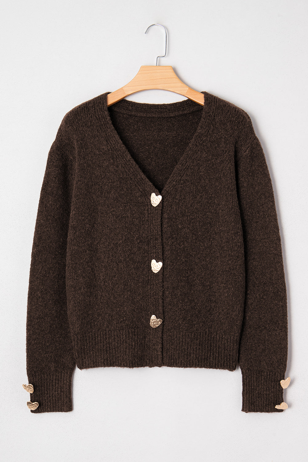 Valentine Heart Metal Buttoned V-Neck Cardigan