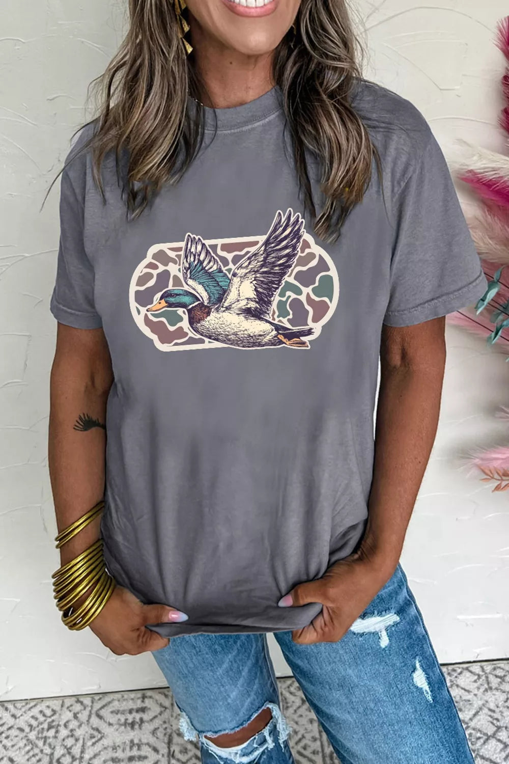 Graphic Round Neck Short Sleeve T-Shirt