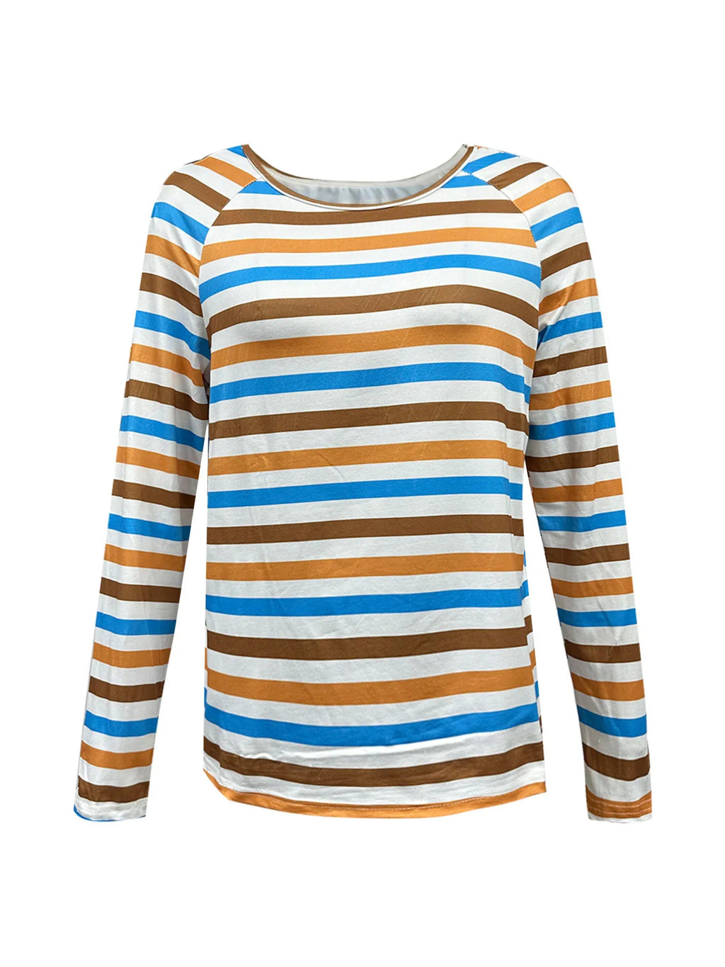 Full Size Striped Long Sleeve Casual Top Plus Size