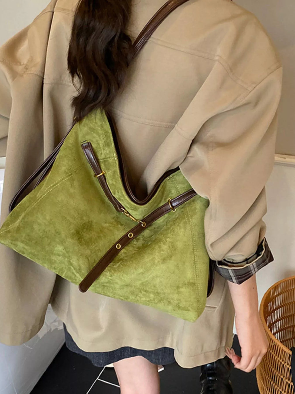 Vintage Suede Tote Bag