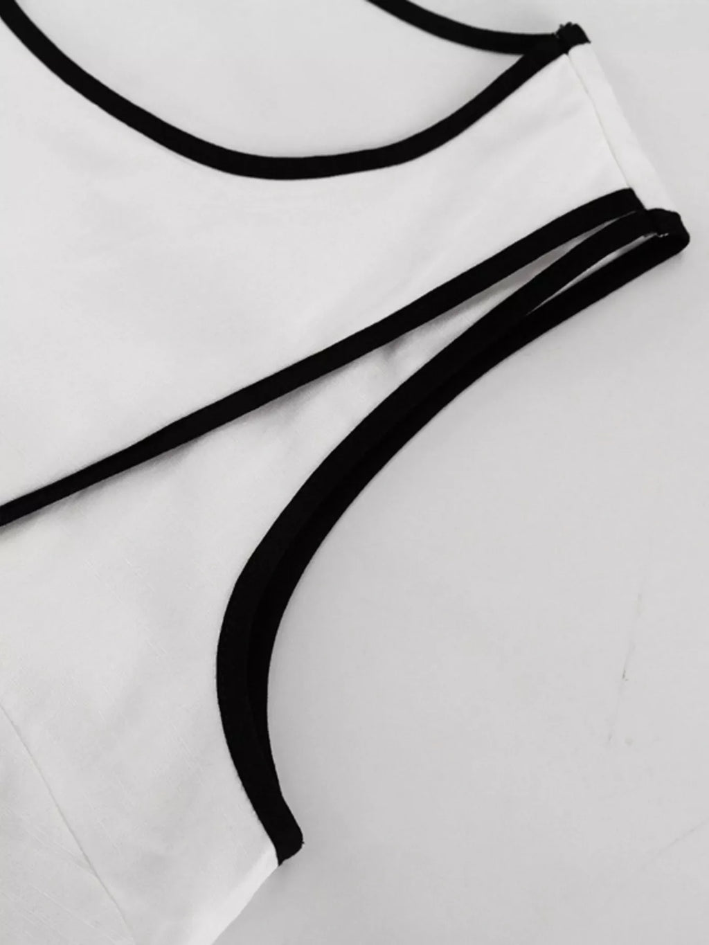 Contrast Trim Sleeveless Top and Wide-Leg Pants Set