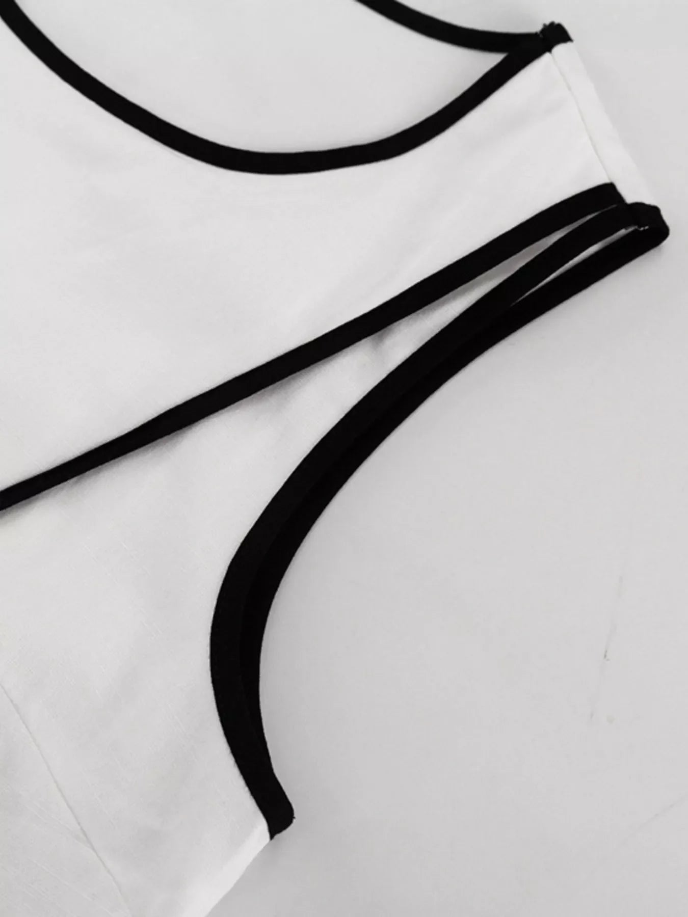 Contrast Trim Sleeveless Top and Wide-Leg Pants Set
