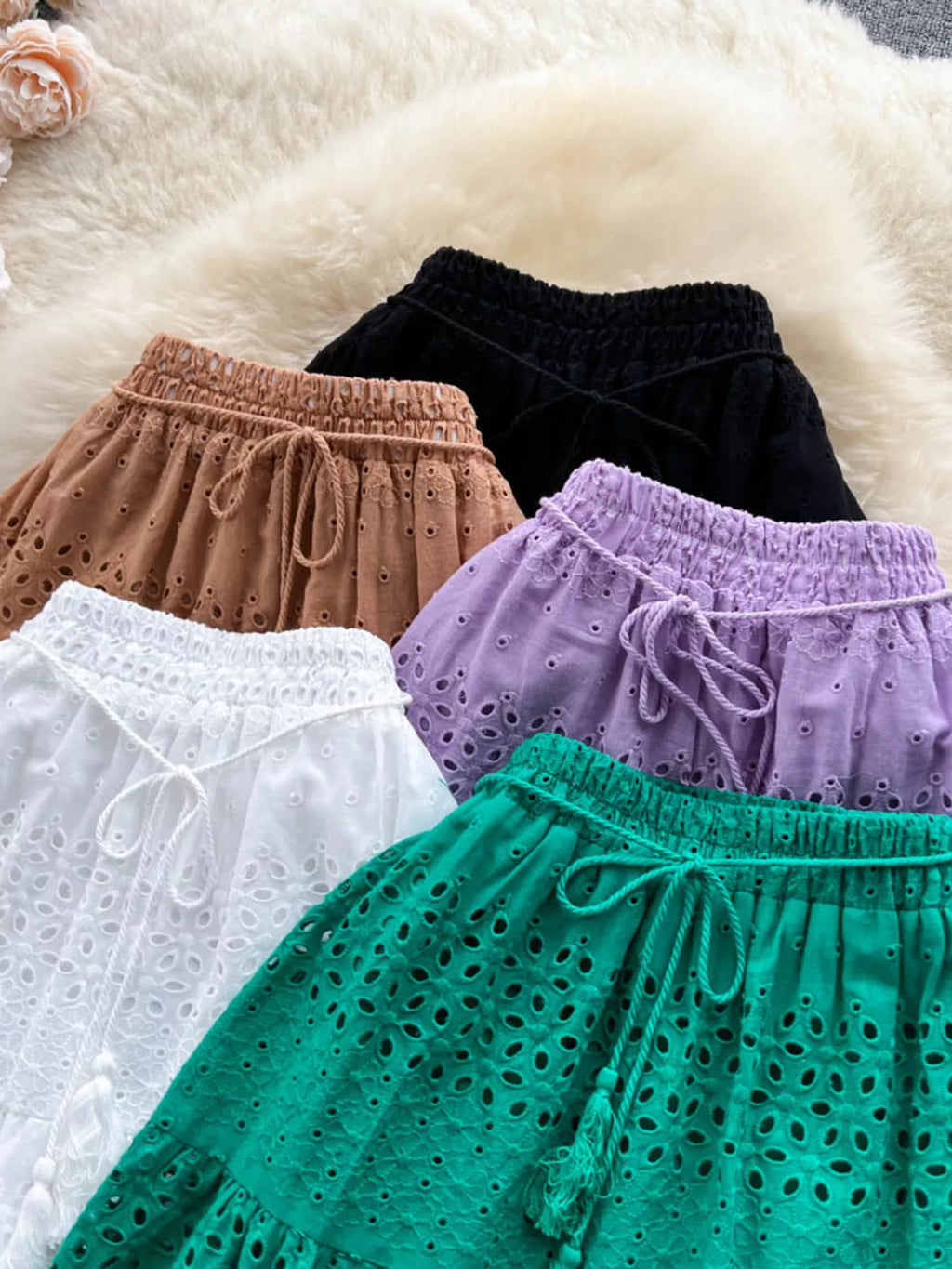 Eyelet Tiered Maxi Skirt