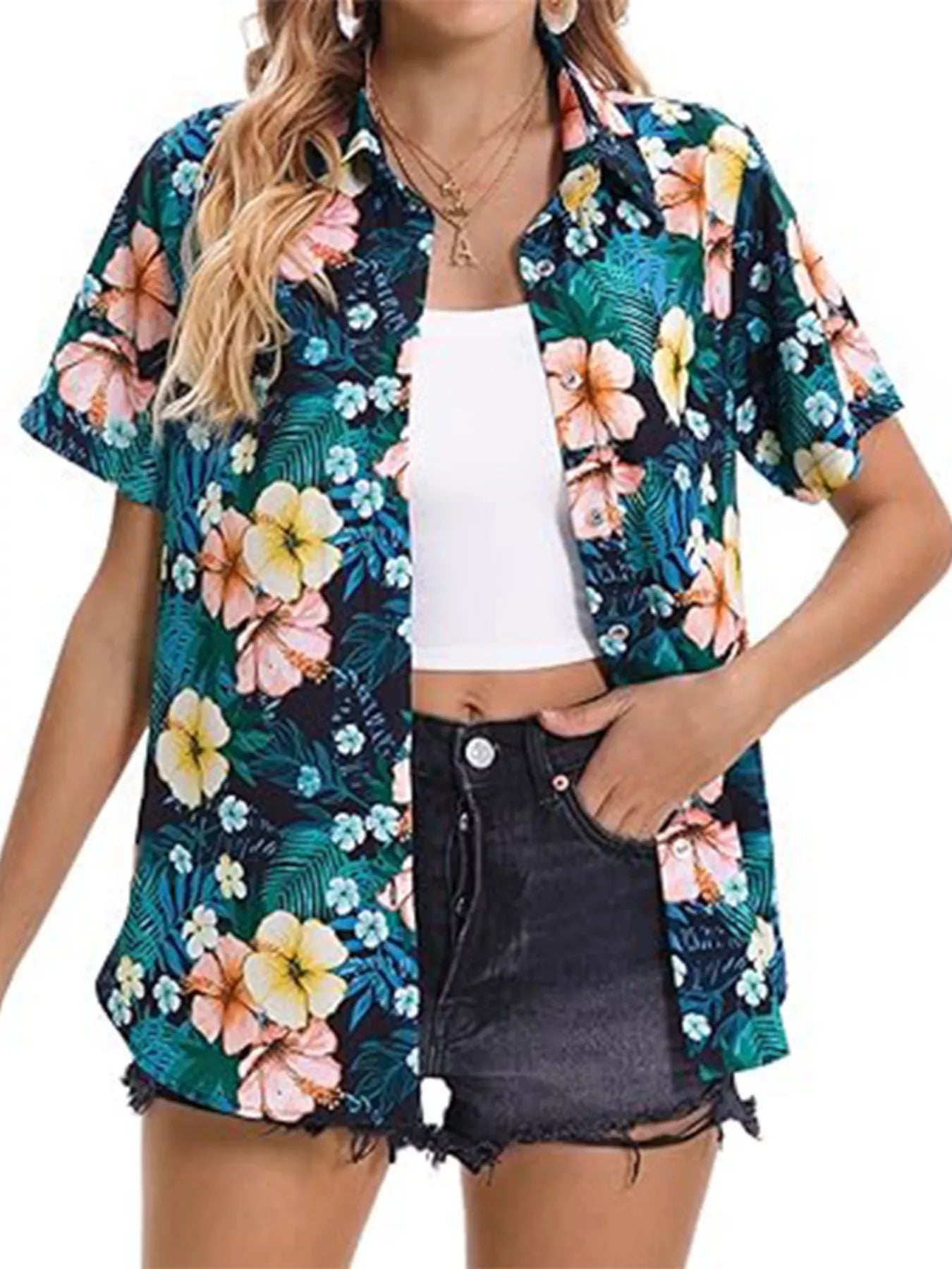 Plant Print Short Sleeve Shirt