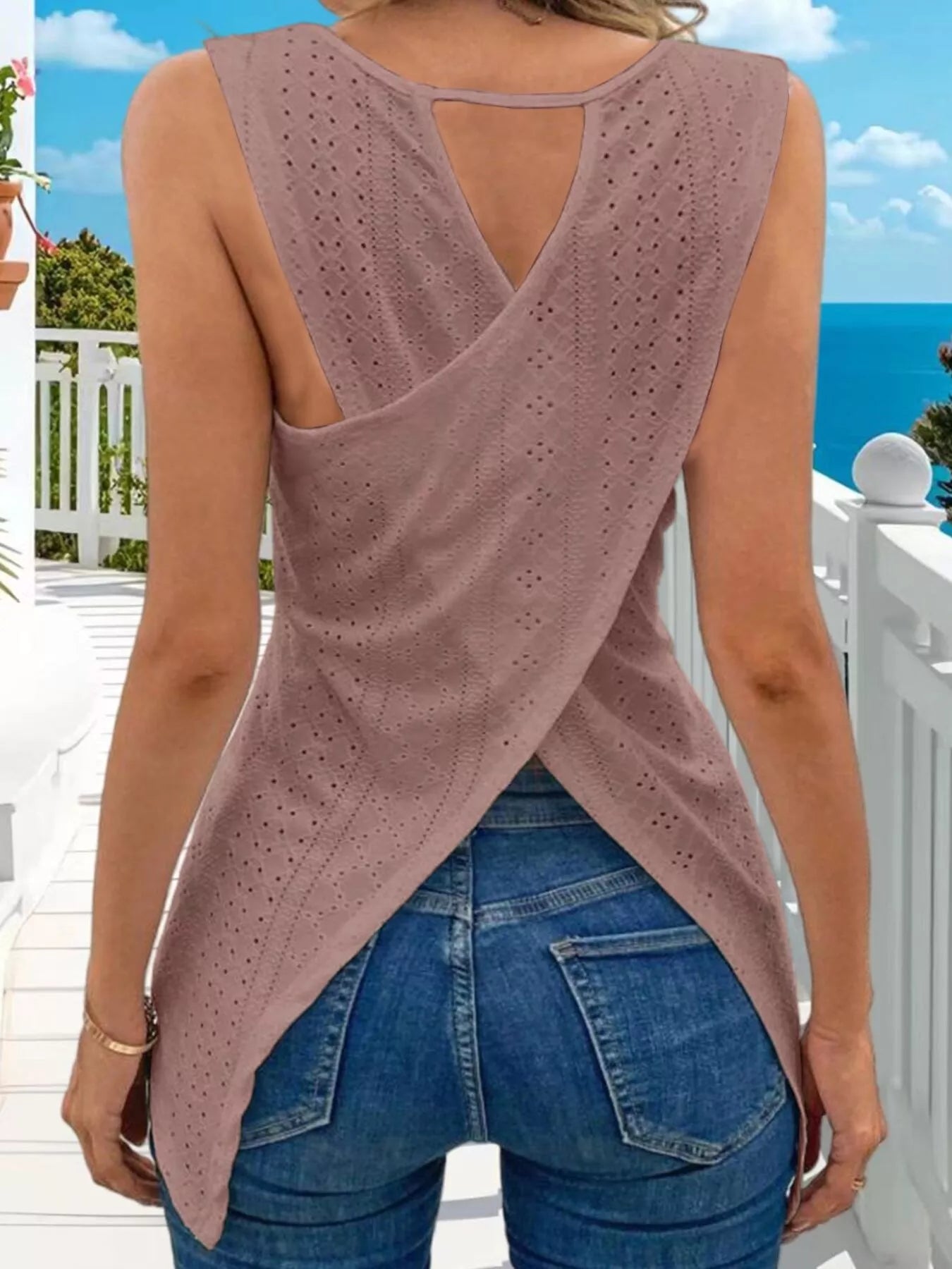 Hollow-Out Knit Tank Top