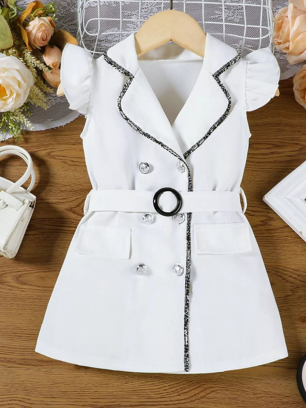 Children's Double Breasted Belt Dress