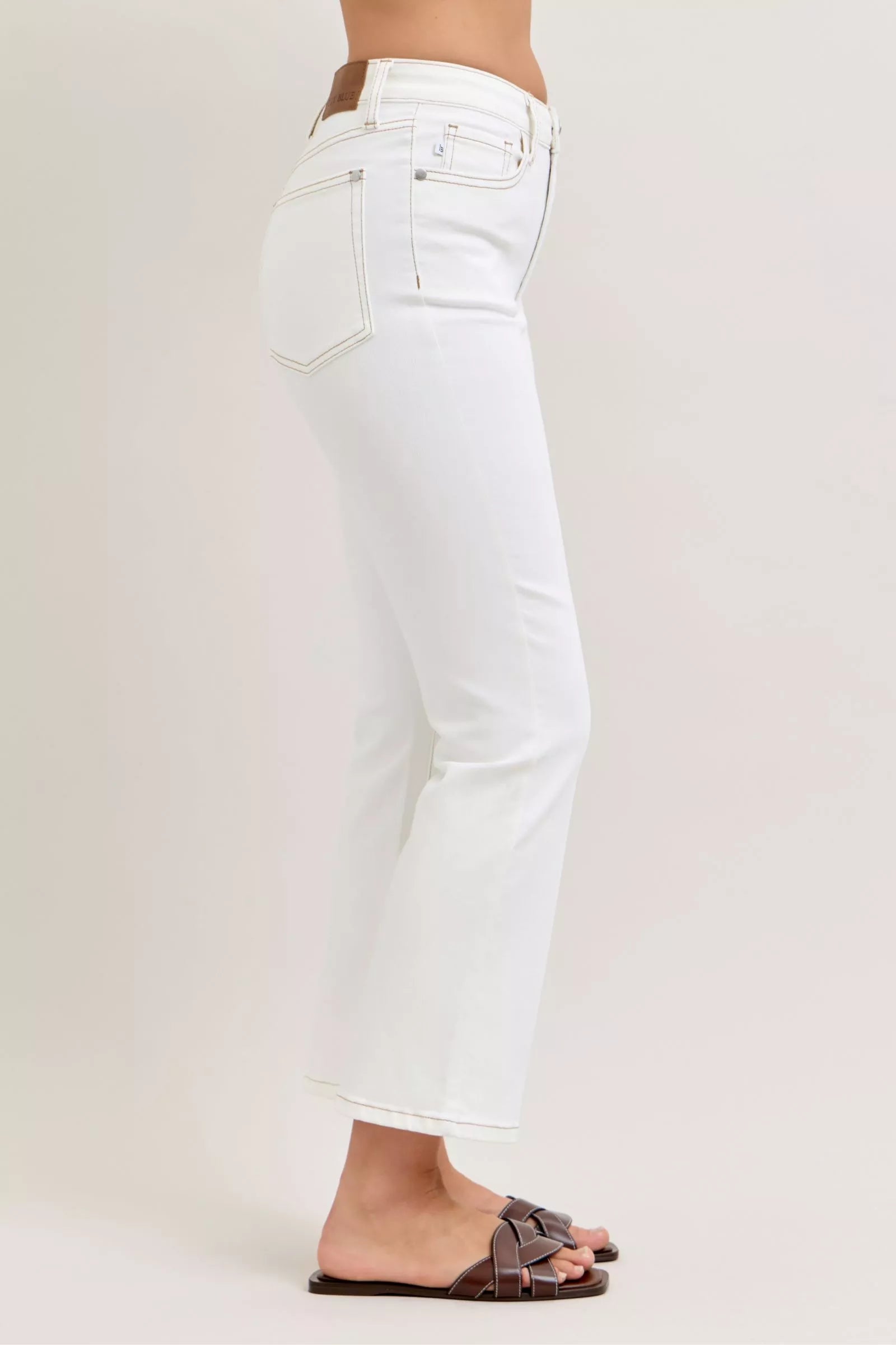 Judy Blue Contrast Stitching Cropped Flare Jeans
