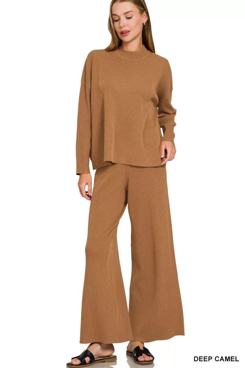 Zenana Viscose Sweater Top & Pants Set