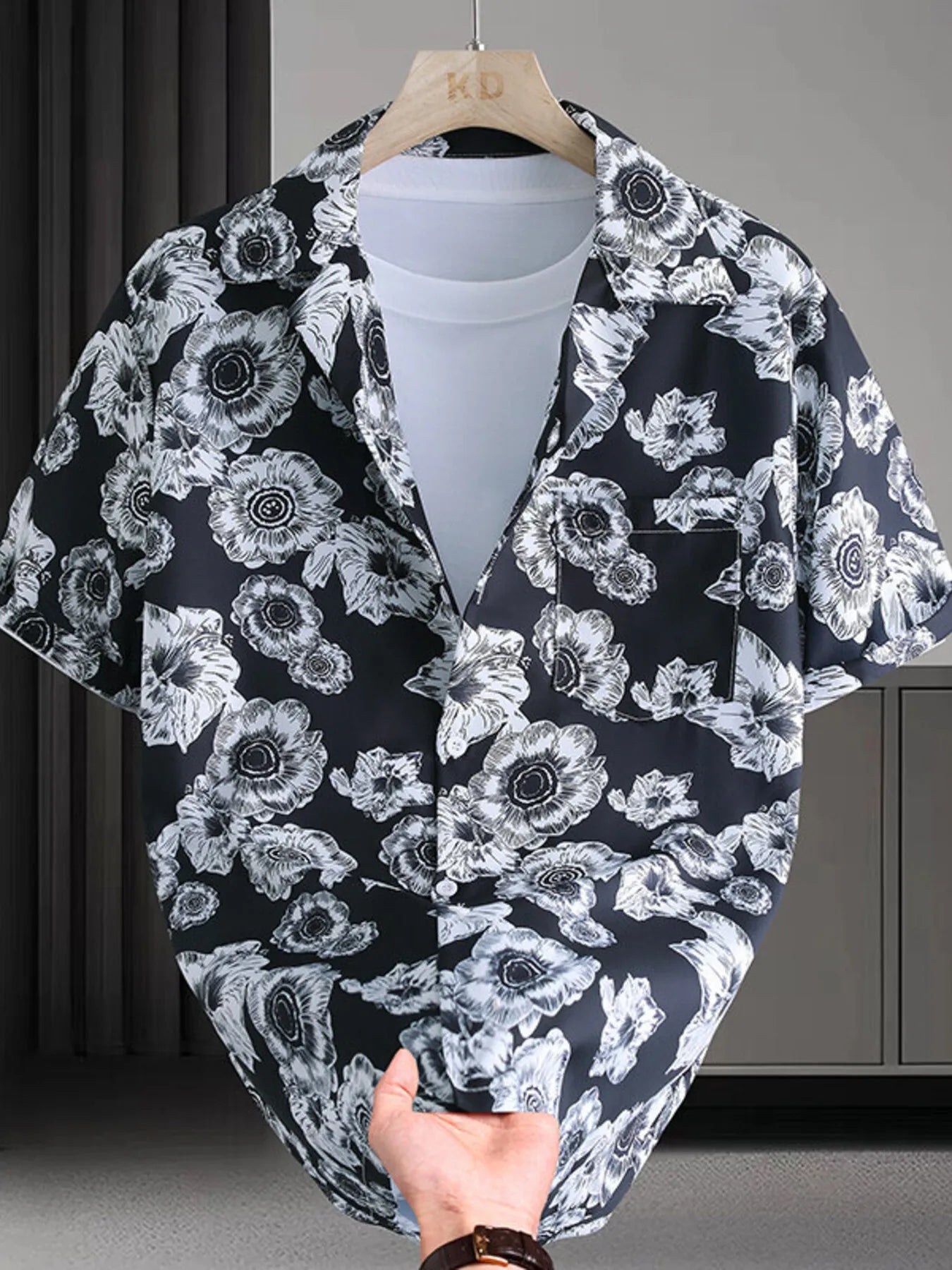 Men's Plus Size Printed Short Sleeve Casual Shirt