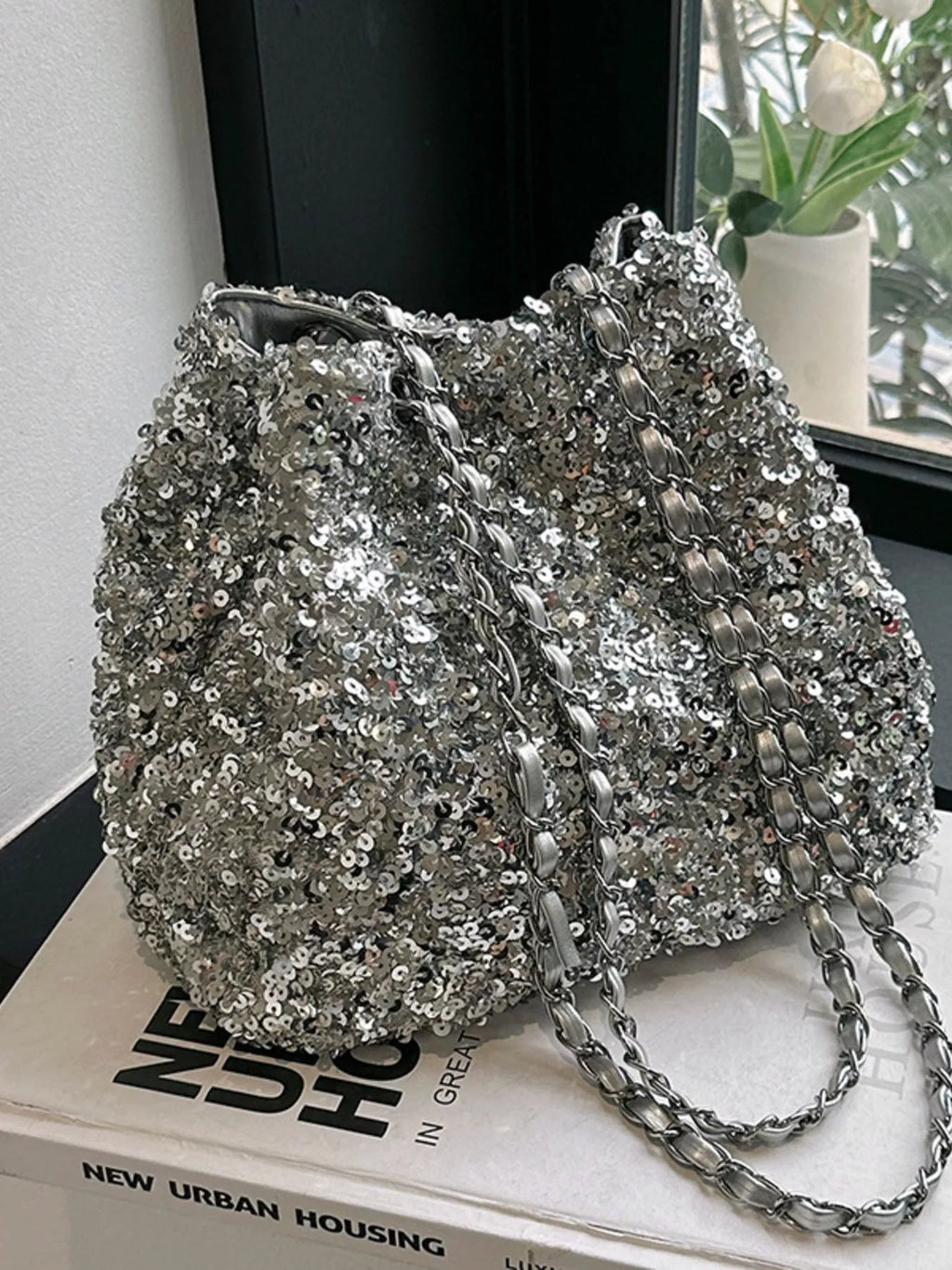Sequin Bucket Shoulder Bag