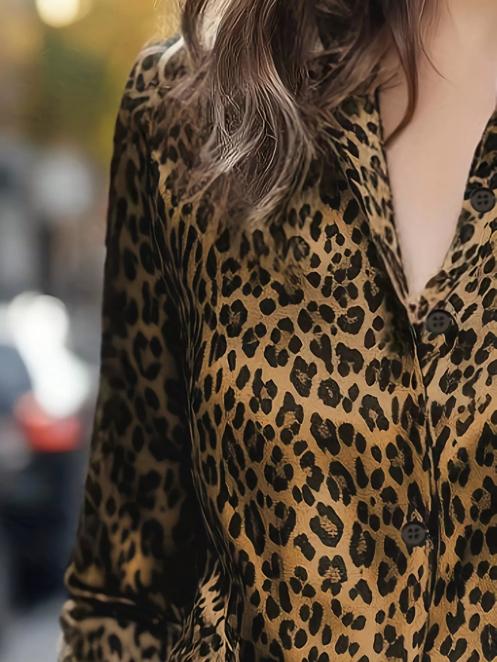 Leopard Button Up Long Sleeve Shirt