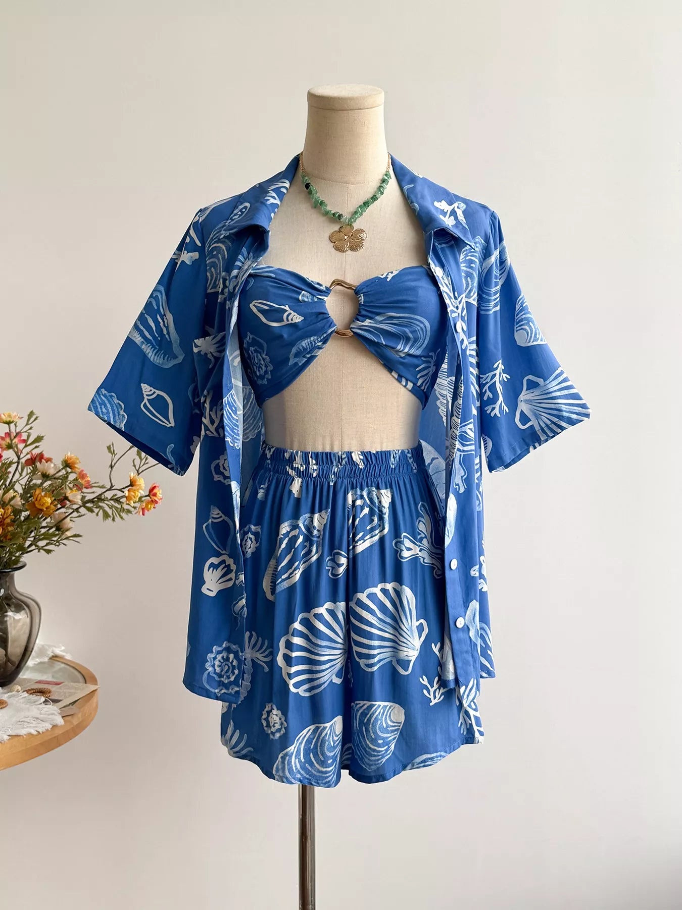 Seashell Print 3-Piece Summer Set